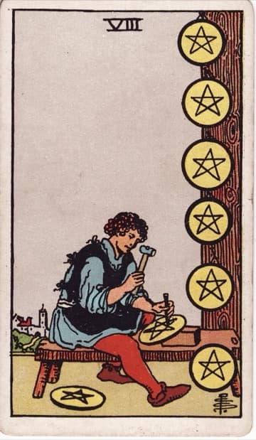 Eight of Pentacles — Tám Tiền